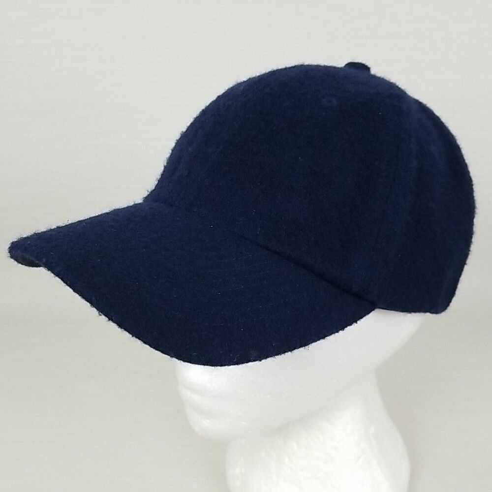 Gh Bass Blue Wool Blend Baseball Hat Adjustable Leather Strapback Soft